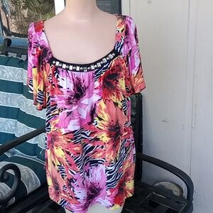 AGB Ladies Top with rhinestone And Studs Size Xl